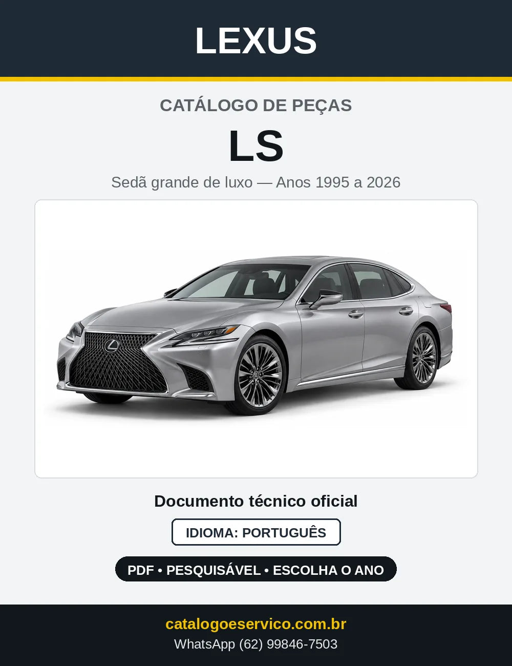 Capa do Catálogo de Peças Lexus LS 1995 a 2026 em PDF