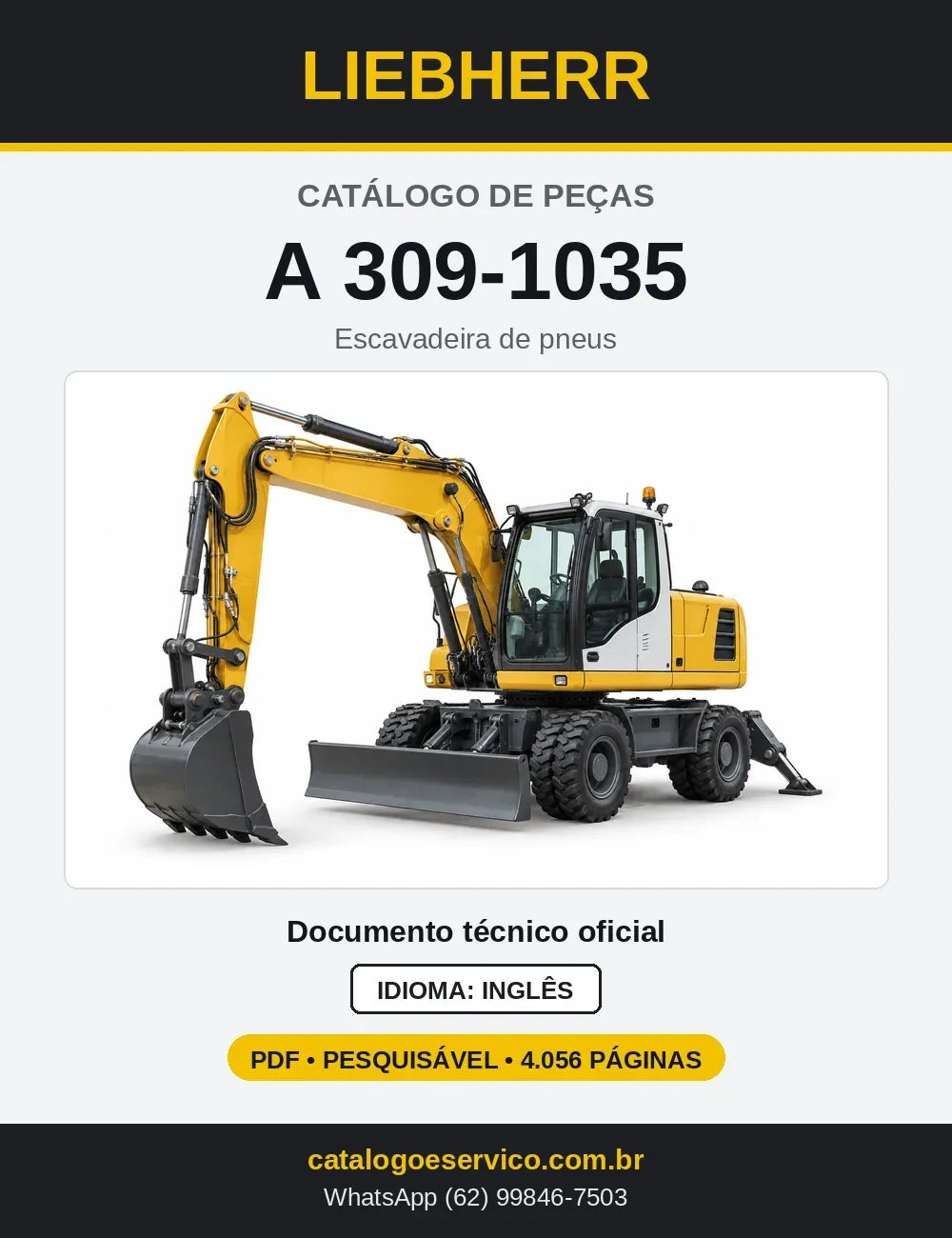 Capa do Catálogo de Peças Liebherr A309-1035 escavadeira de pneus