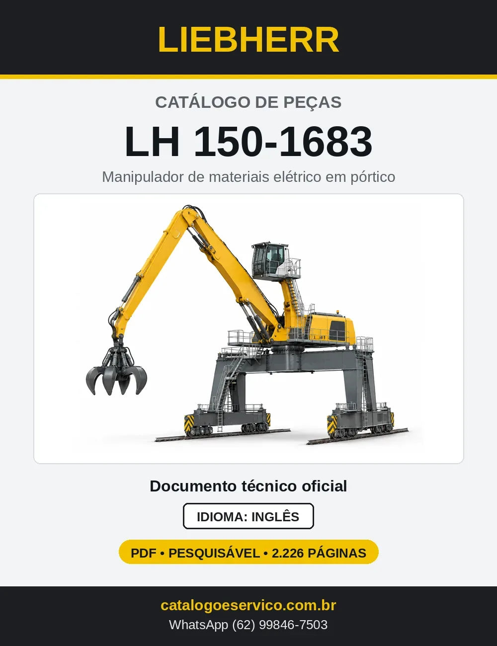 Capa do Catálogo de Peças Liebherr LH150-1683 manipulador de materiais elétrico em pórtico