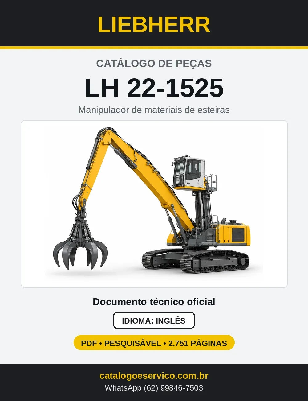 Capa do Catálogo de Peças Liebherr LH22-1525 manipulador de materiais de esteiras