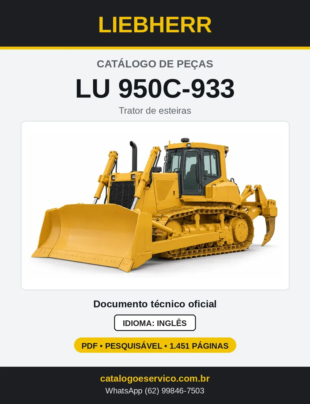 Capa do Catálogo de Peças Liebherr LU950C-933 trator de esteiras
