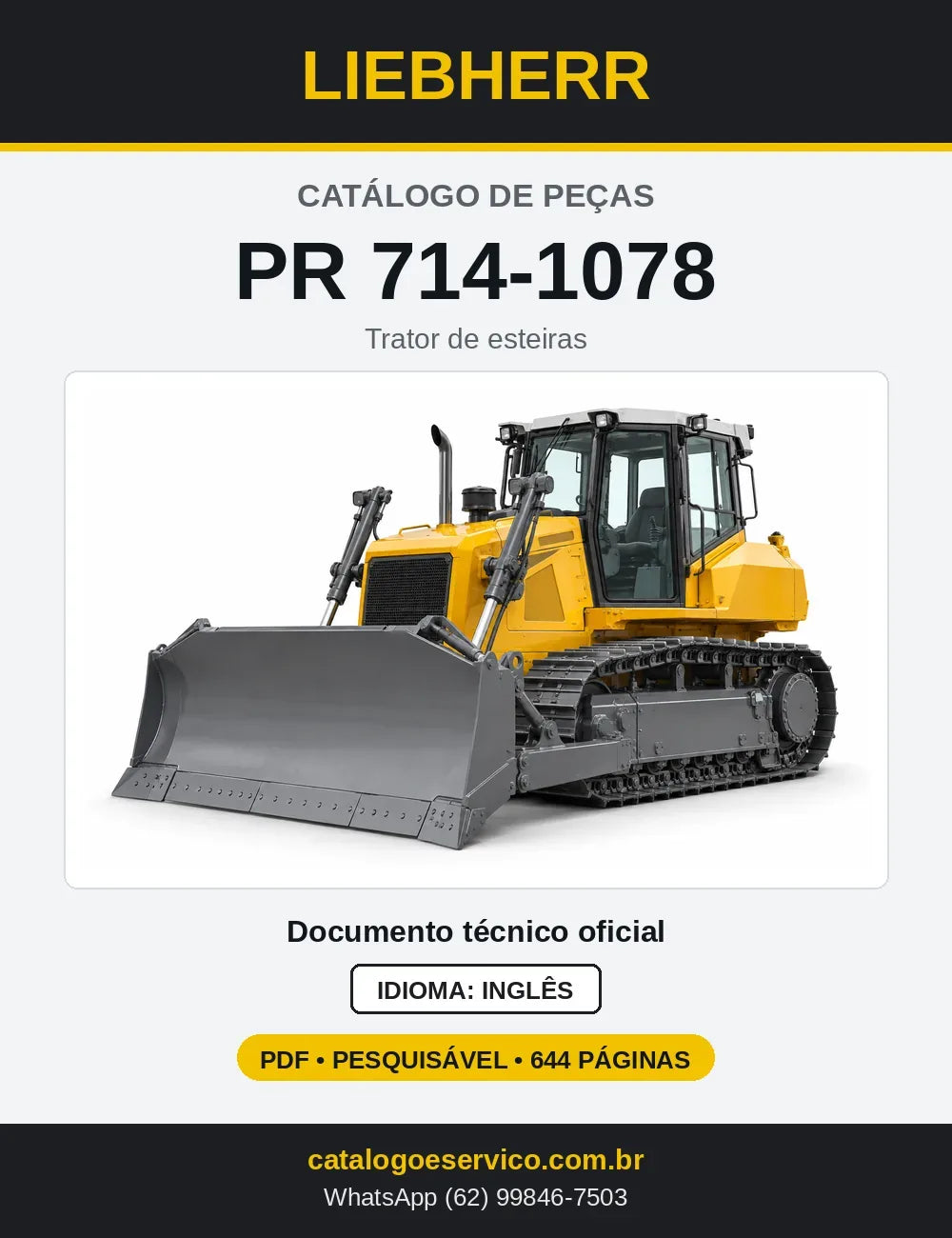 Capa do Catálogo de Peças Liebherr PR714-1078 trator de esteiras