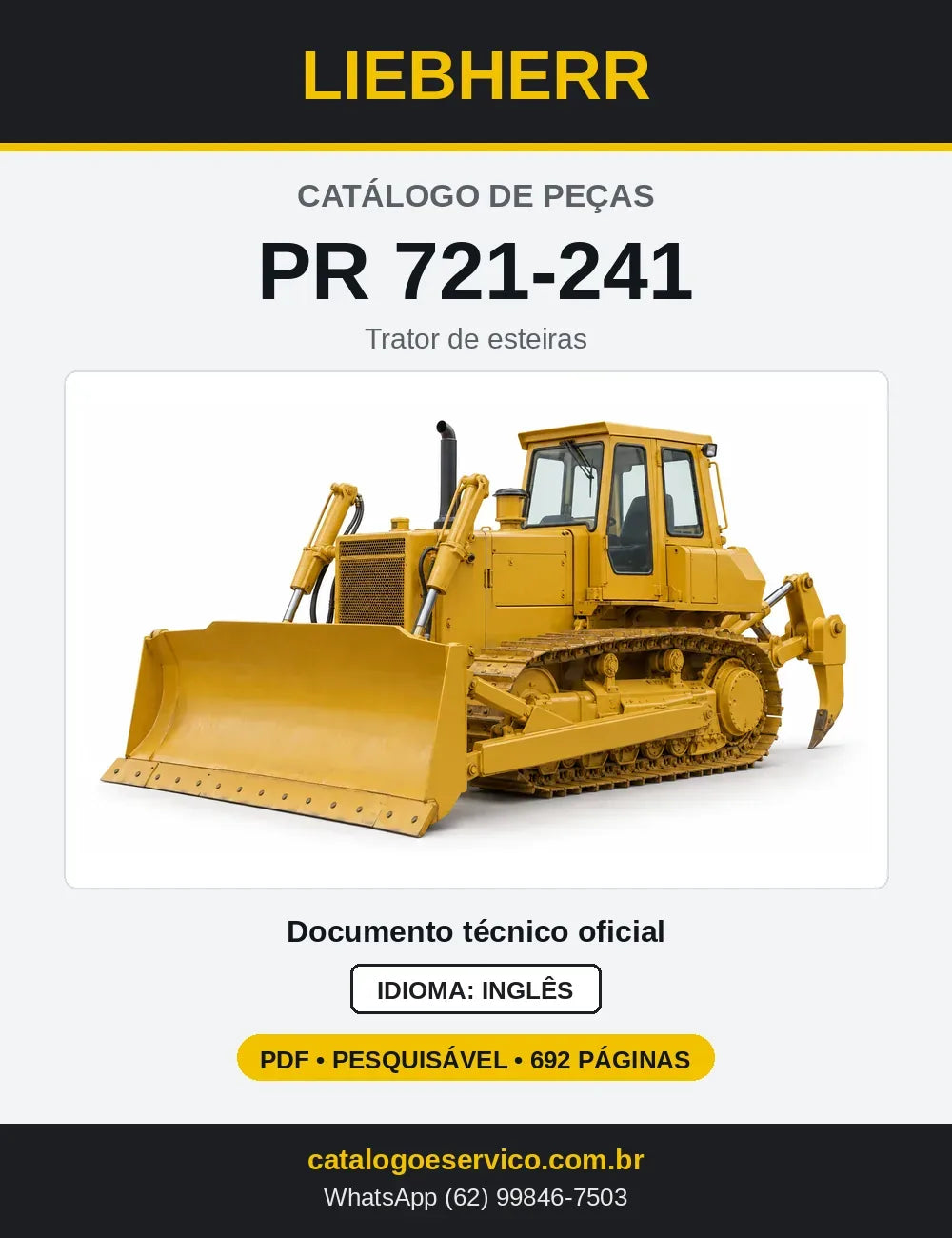 Capa do Catálogo de Peças Liebherr PR721-241 trator de esteiras