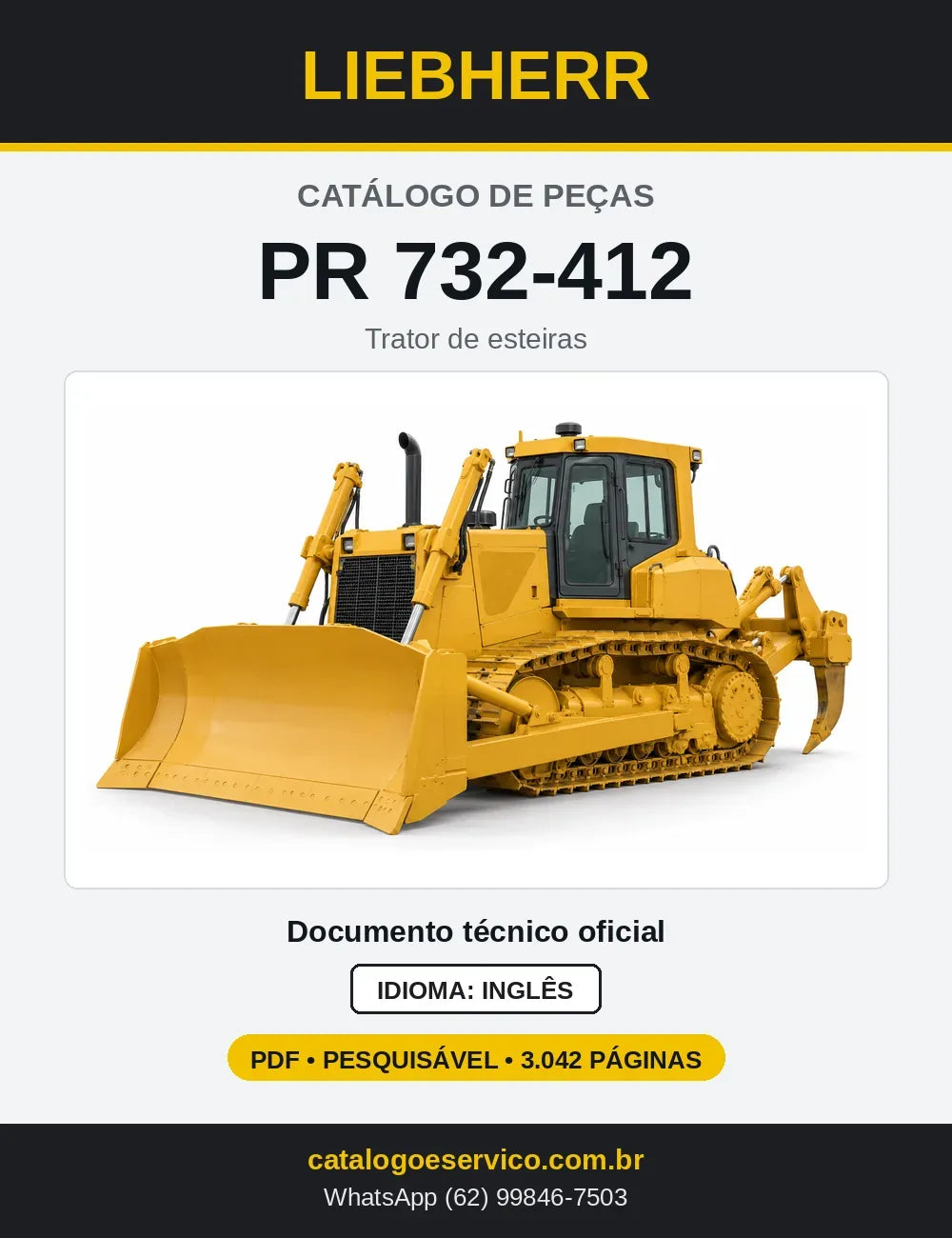 Capa do Catálogo de Peças Liebherr PR732-412 trator de esteiras
