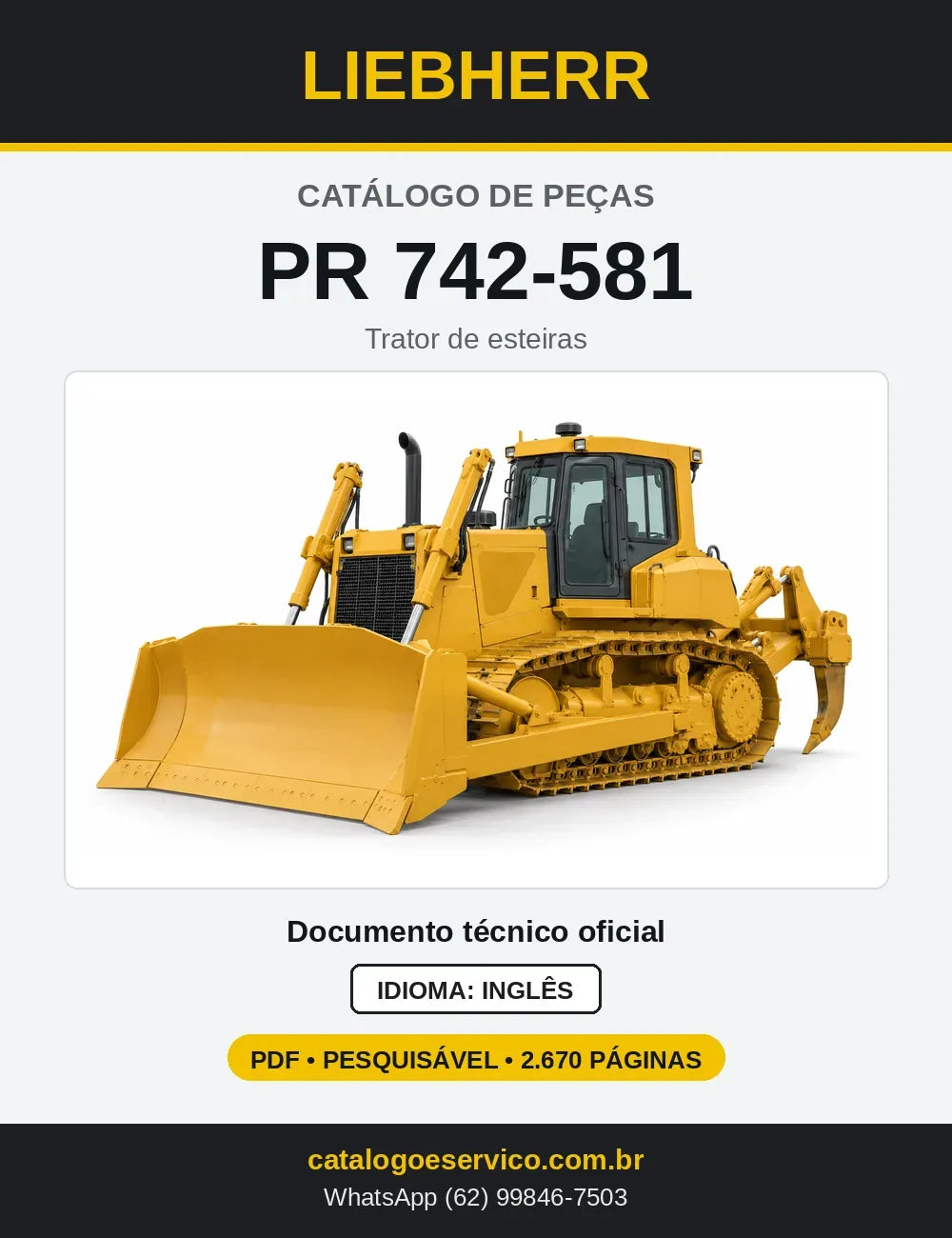 Capa do Catálogo de Peças Liebherr PR742-581 trator de esteiras