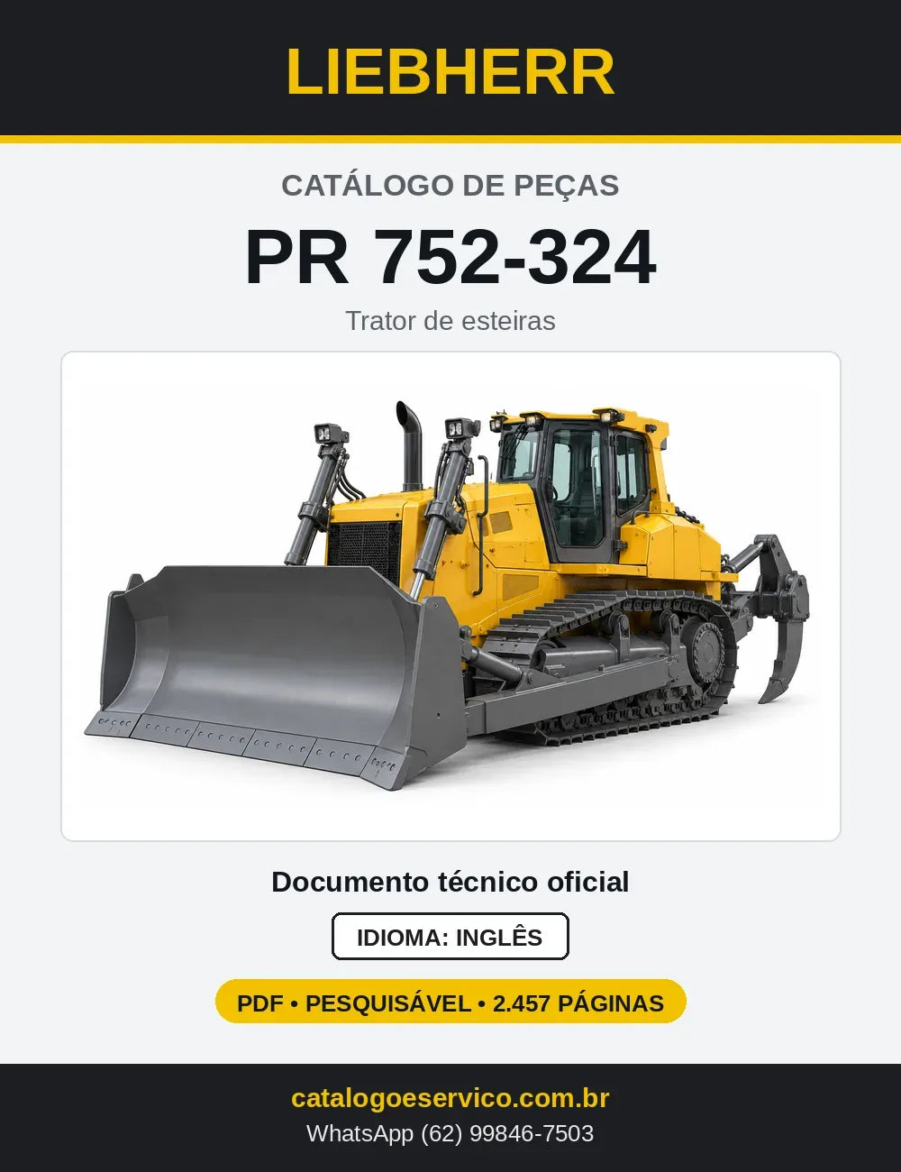 Capa do Catálogo de Peças Liebherr PR752-324 trator de esteiras