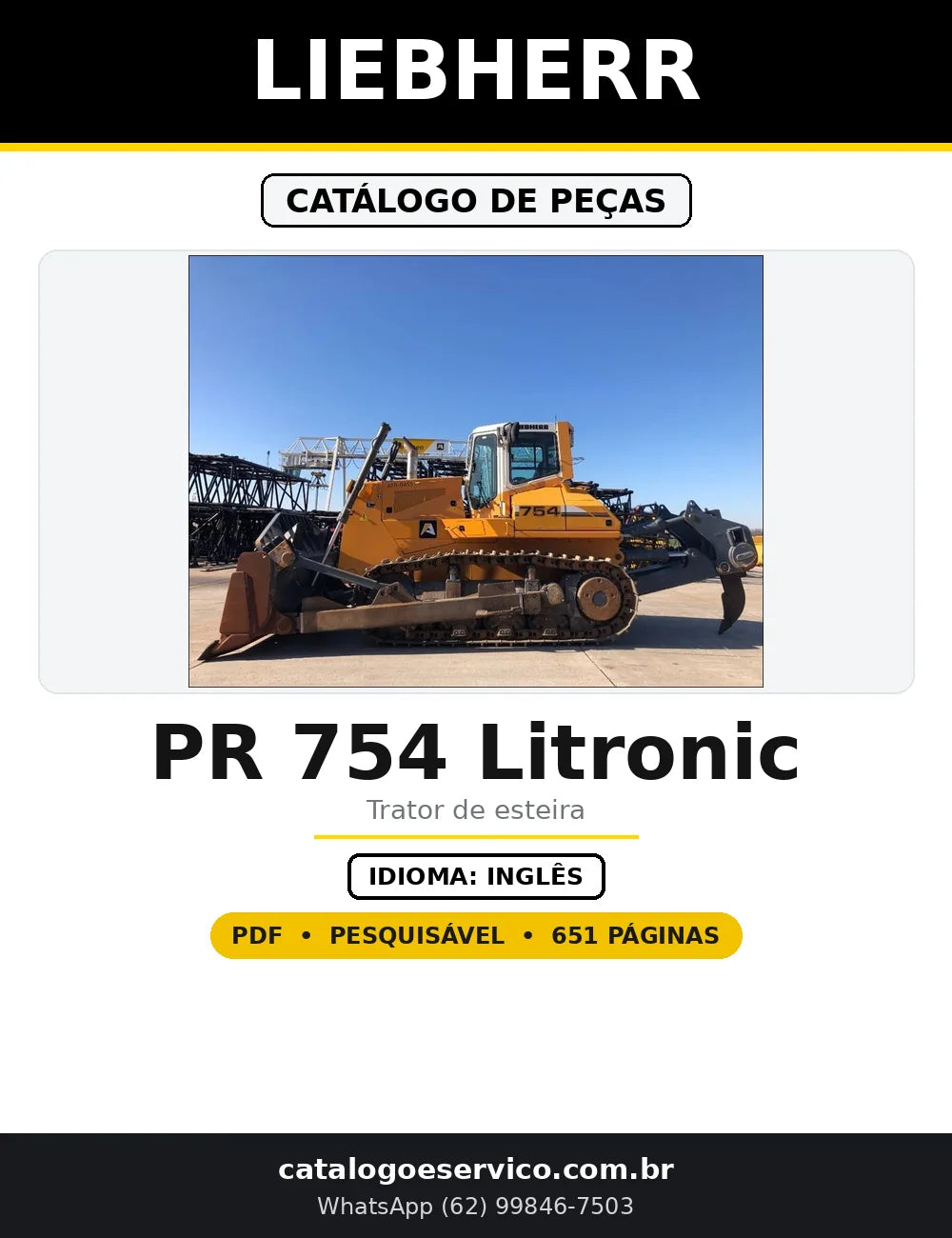 Capa do Catálogo de Peças Liebherr PR 754 Litronic em PDF com 651 páginas