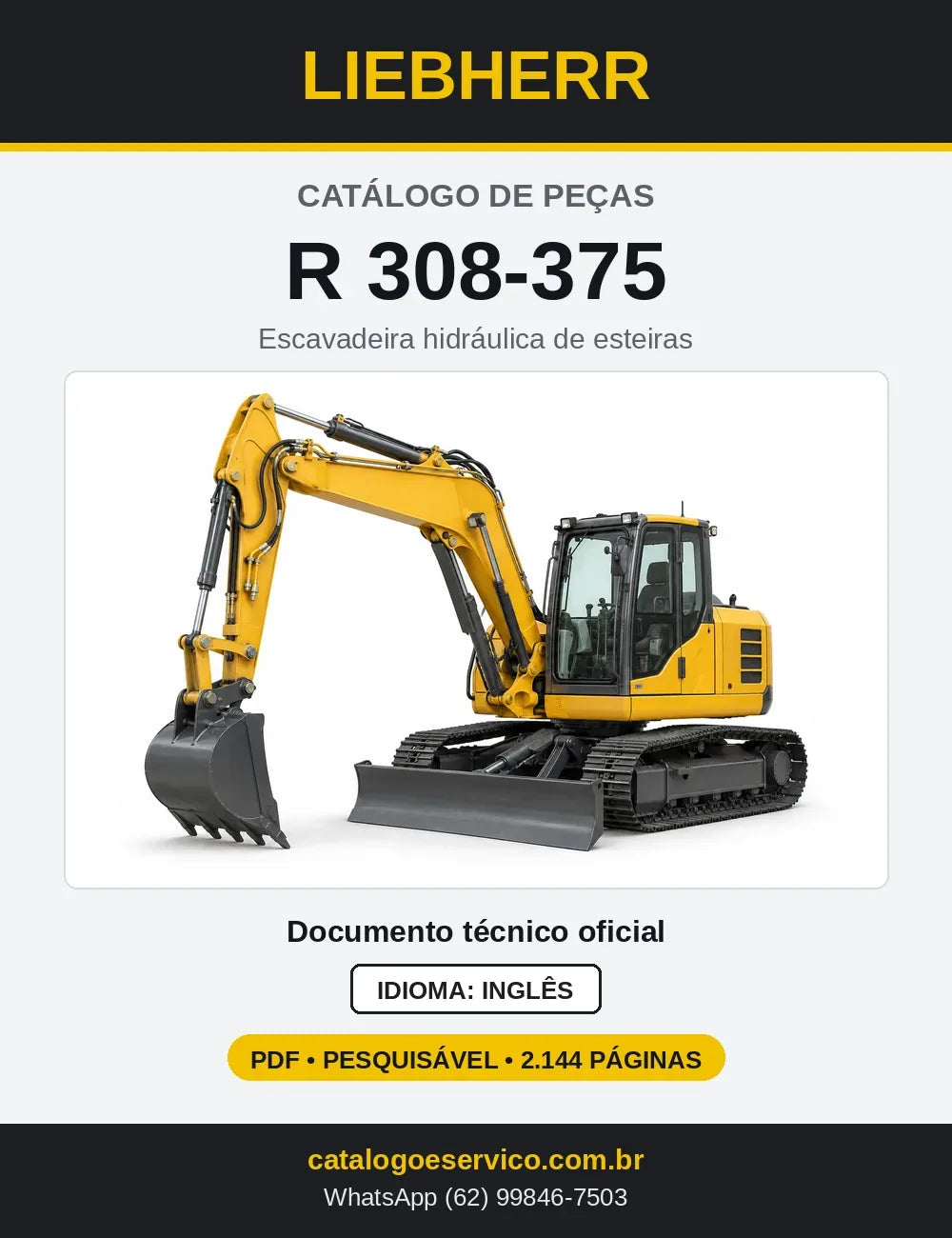 Capa do Catálogo de Peças Liebherr R308-375 escavadeira de esteiras