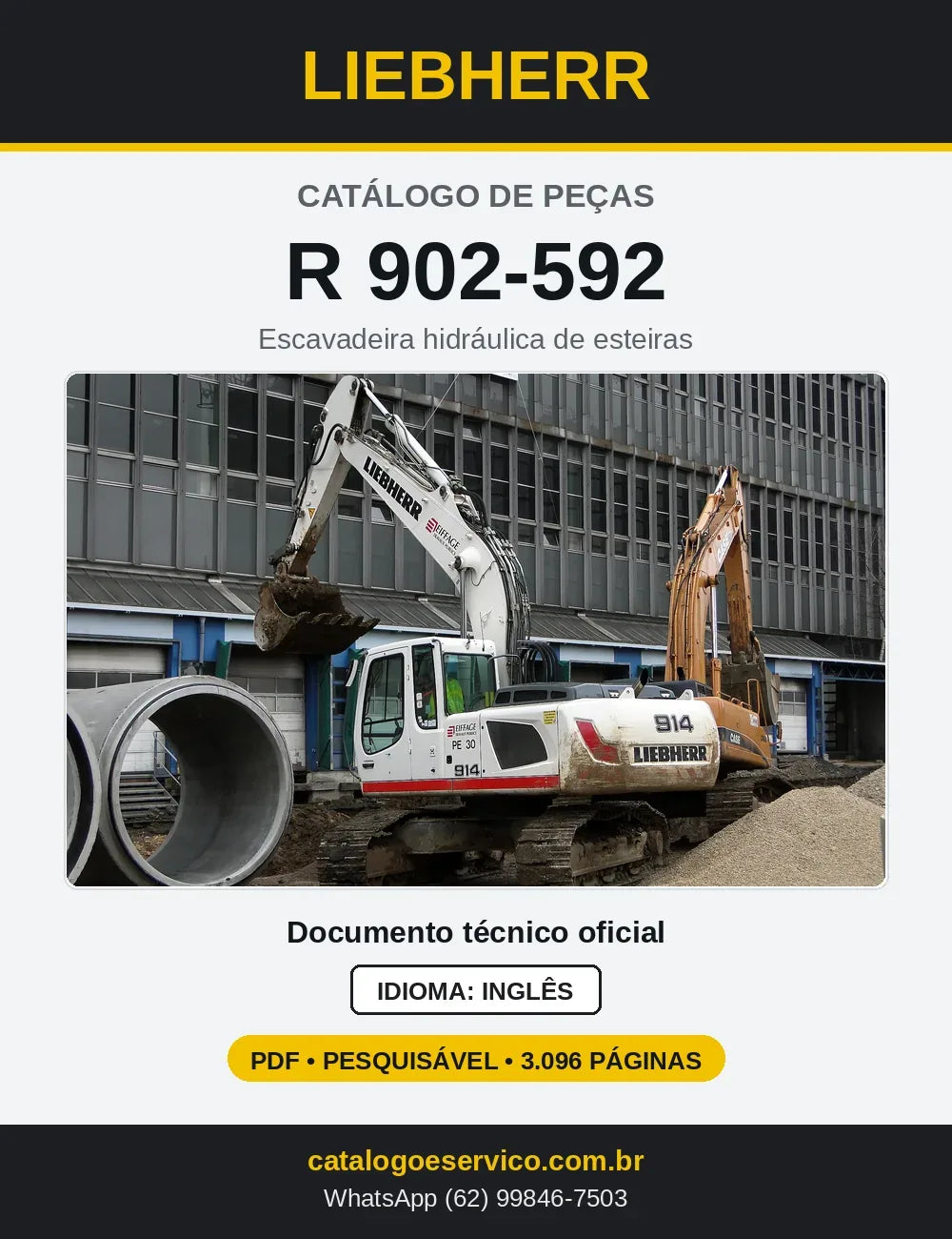 Capa do Catálogo de Peças Liebherr R902-592 escavadeira de esteiras