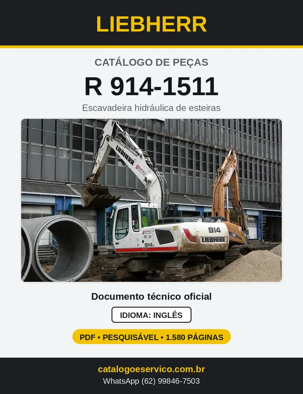 Capa do Catálogo de Peças Liebherr R914-1511 escavadeira de esteiras