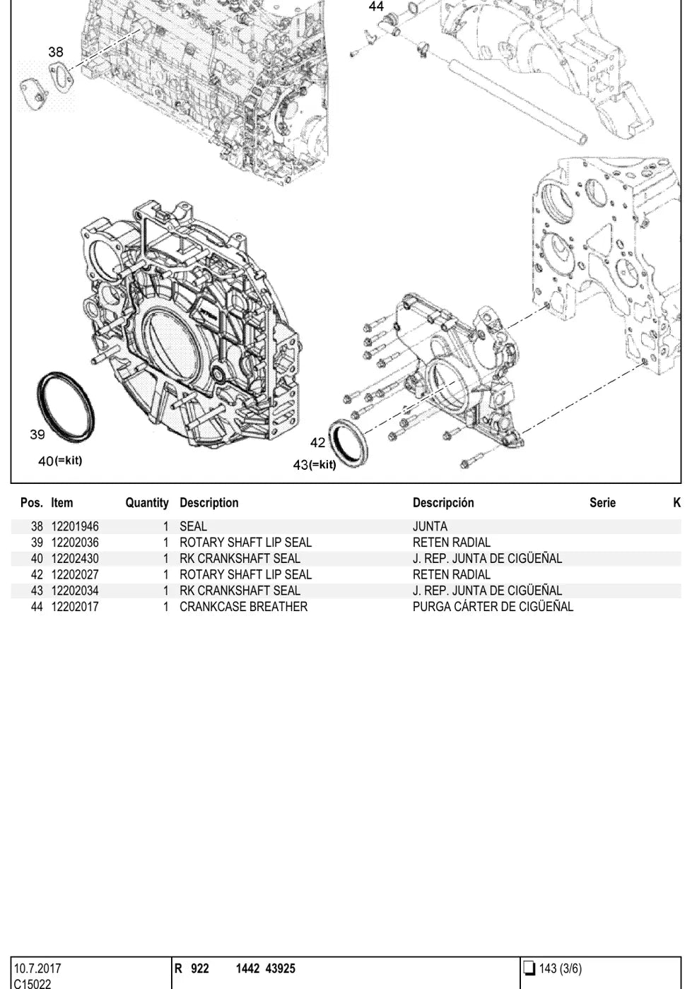 Detalhe de conjunto ilustrado com números de artigo — Liebherr R 922