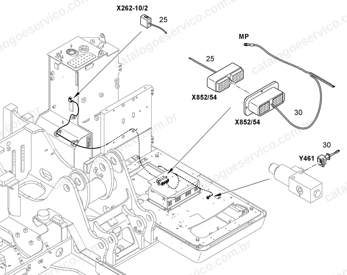 Vista explodida da instalação elétrica da R926-1827