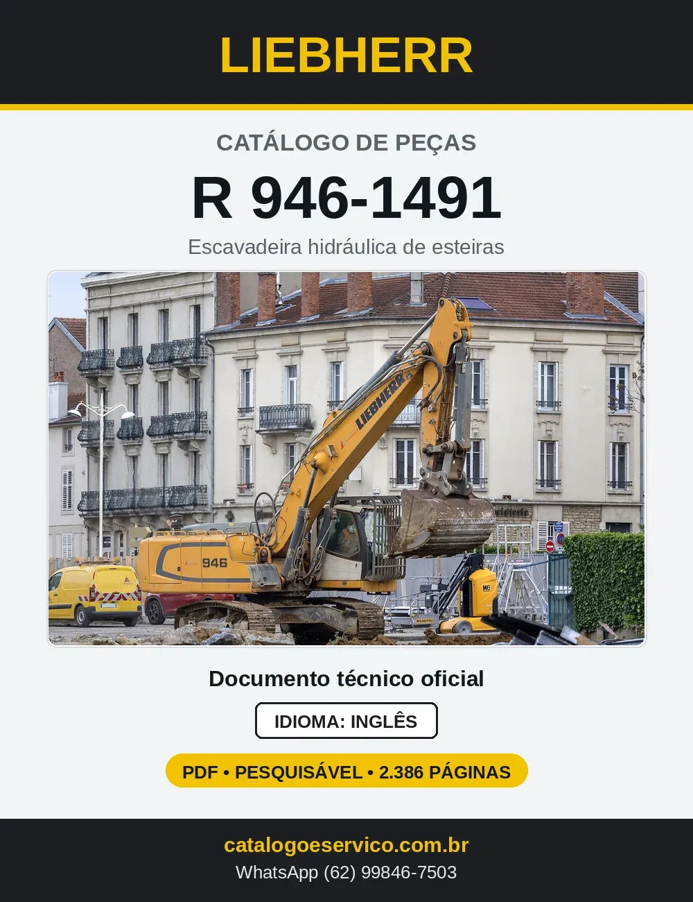 Capa do Catálogo de Peças Liebherr R946-1491 escavadeira de esteiras