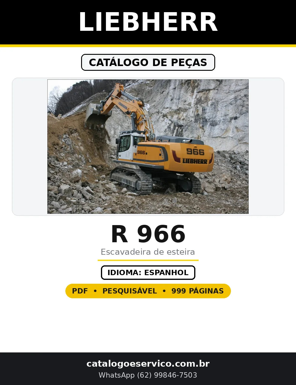 Capa do Catálogo de Peças Liebherr R 966 em PDF com 999 páginas