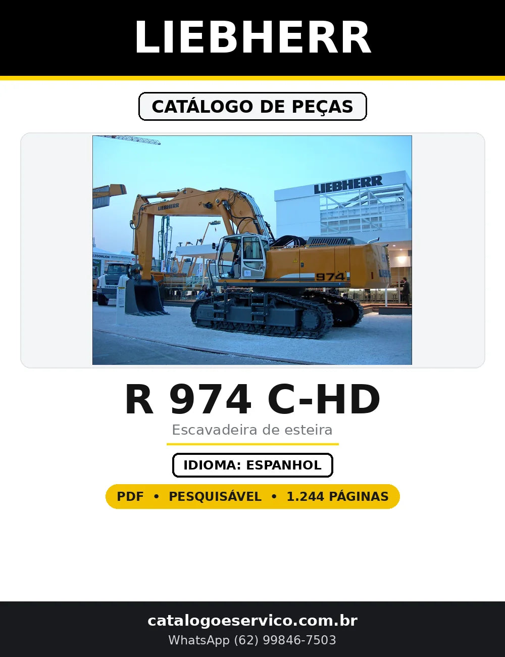 Capa do Catálogo de Peças Liebherr R 974 C-HD em PDF com 1.244 páginas