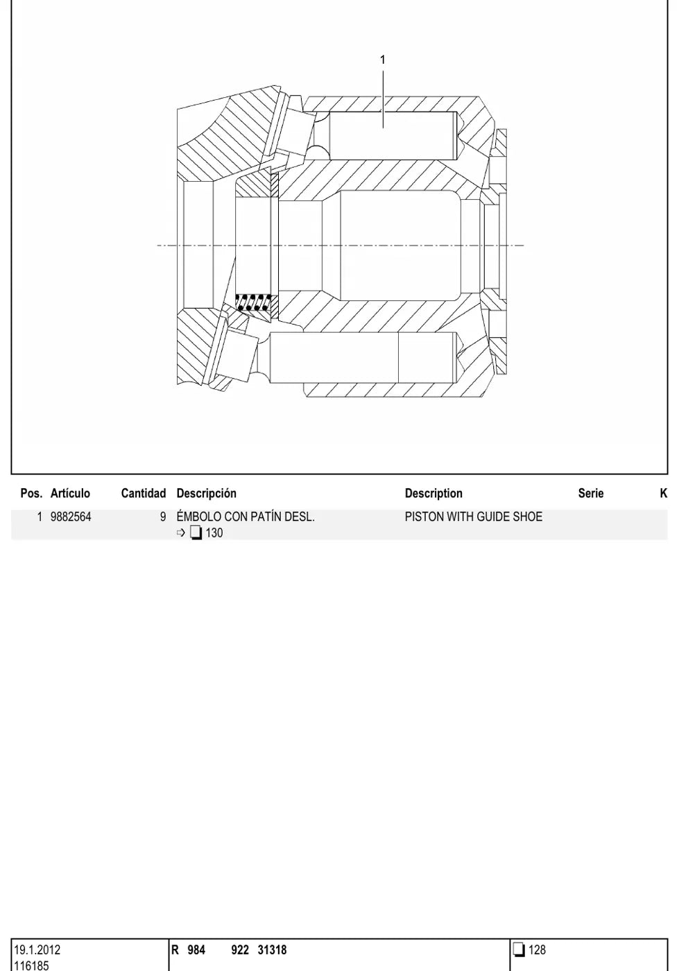 Detalhe de conjunto ilustrado com números de artigo — Liebherr R 984