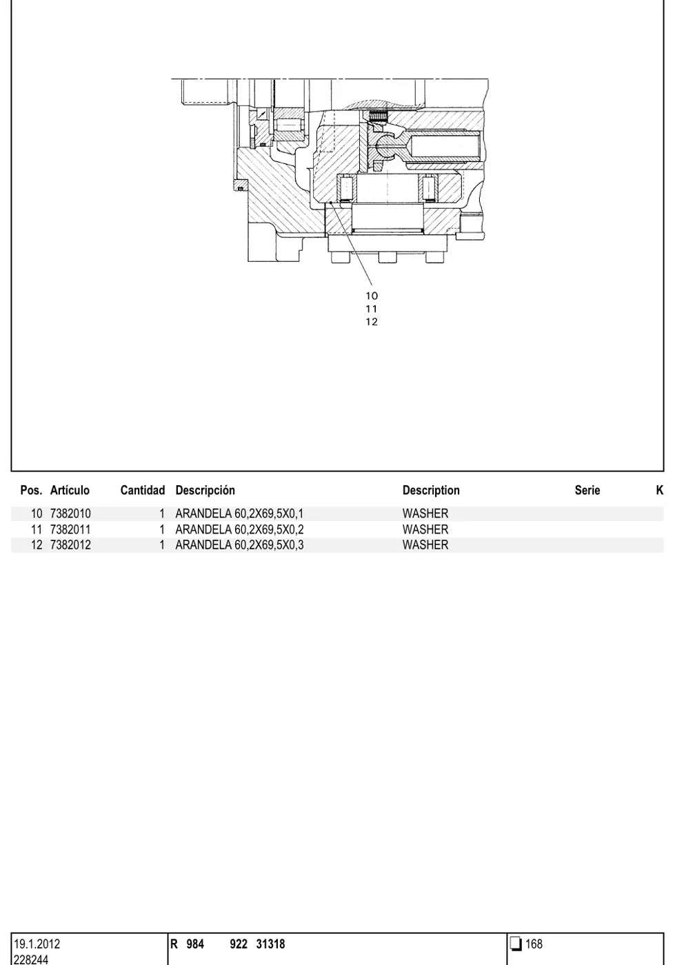 Grupo do catálogo com desenho e lista de peças — Liebherr R 984