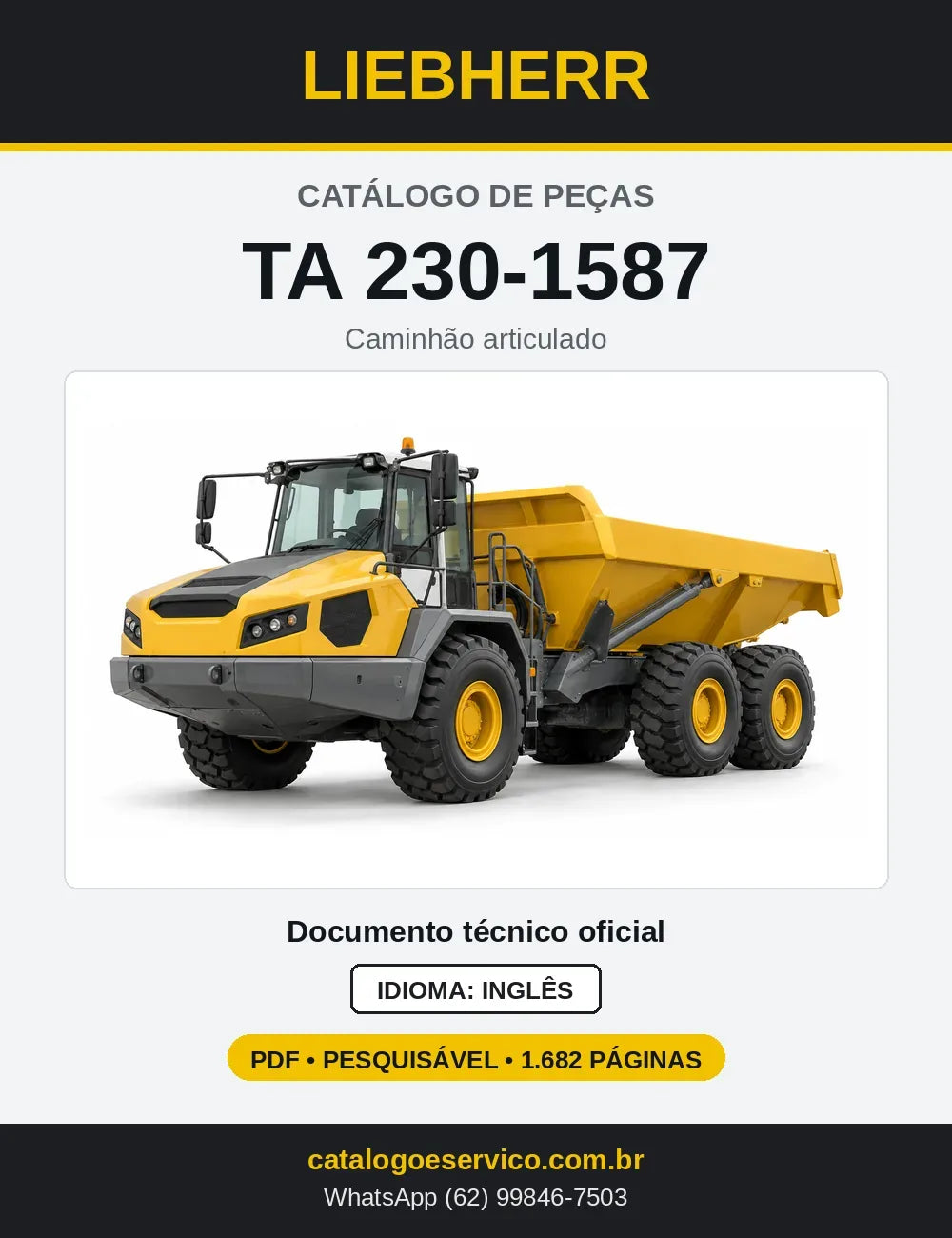 Capa do Catálogo de Peças Liebherr TA230-1587 caminhão articulado