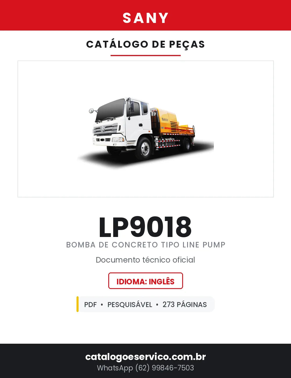 Catálogo de Peças SANY LP9018 Bomba de Concreto Line Pump — 273 Páginas em PDF — capa