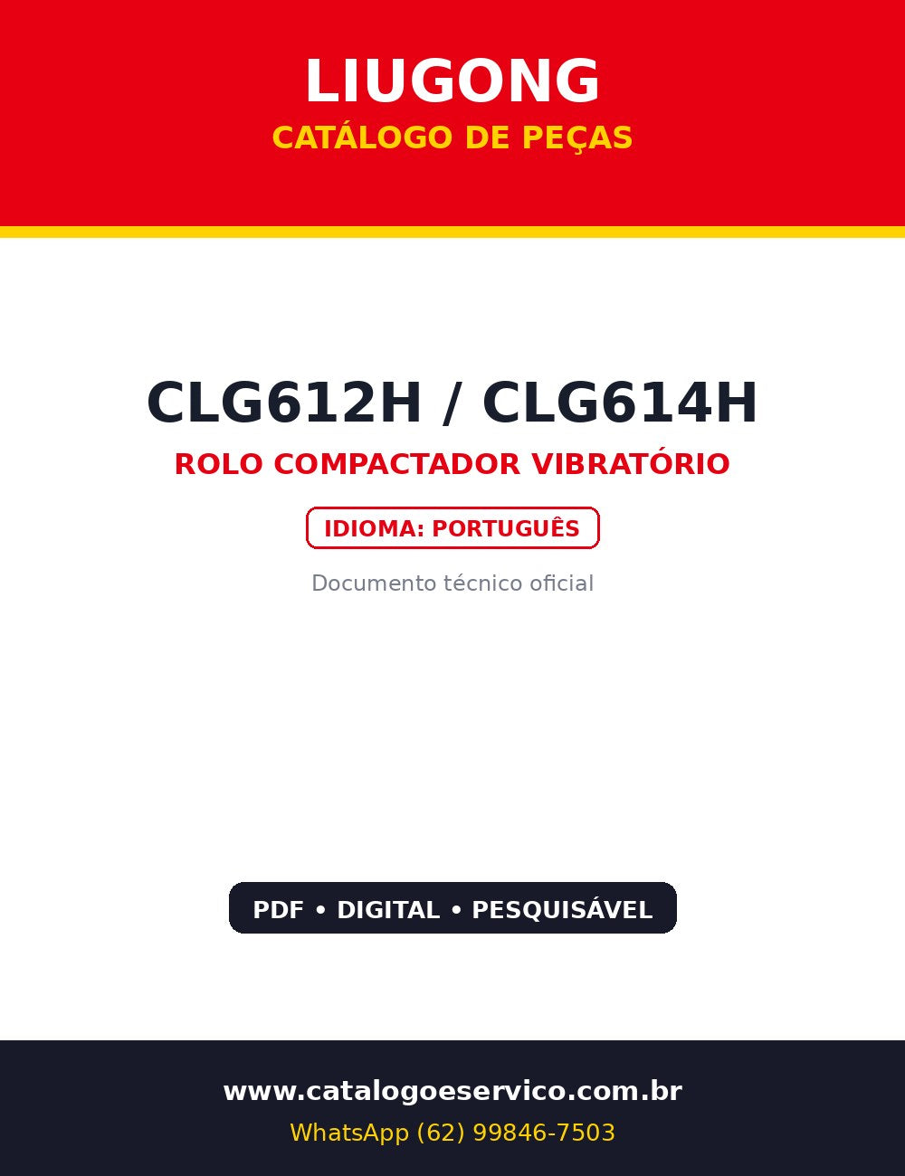 Catálogo de Peças LiuGong CLG612H / CLG614H — Rolo compactador LiuGong CLG612H/CLG614H com números originais