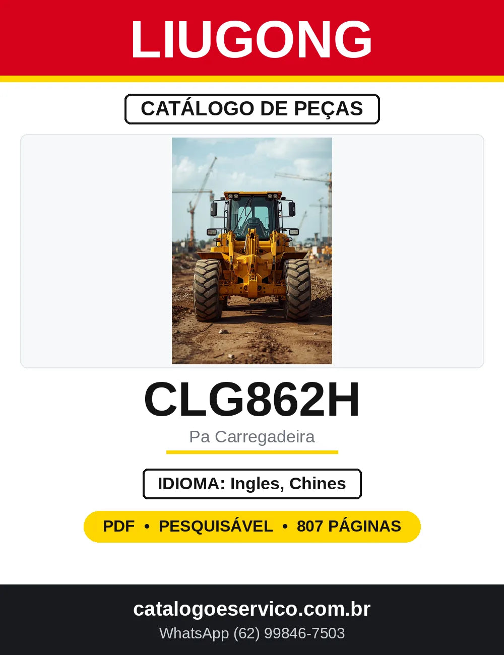Catálogo de Peças LiuGong CLG862H Pá Carregadeira — capa