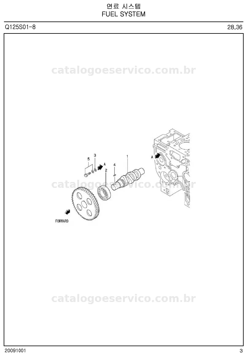 Vista explodida do catálogo de peças I28 / I36 — exemplo 2