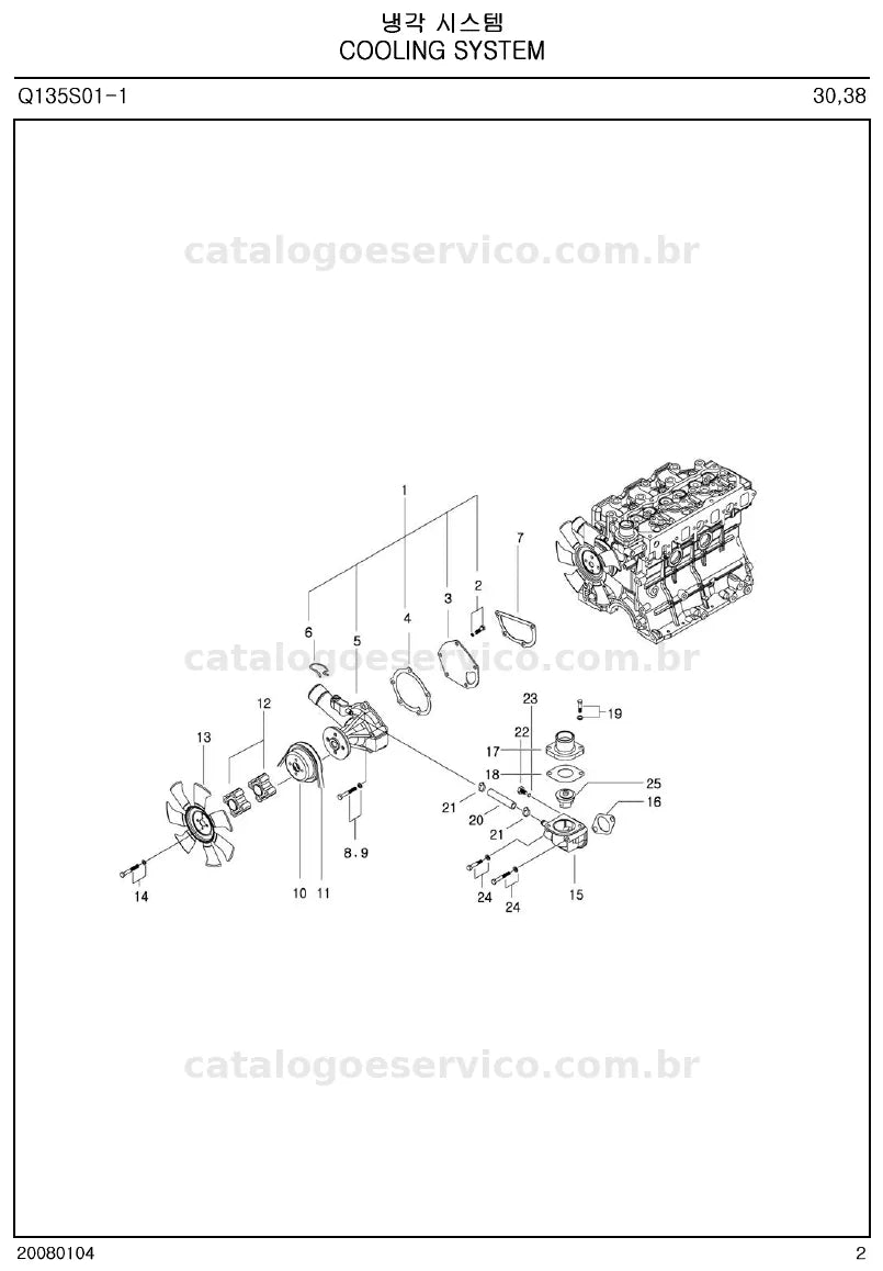 Vista explodida do catálogo de peças I30 / I38 — exemplo 1