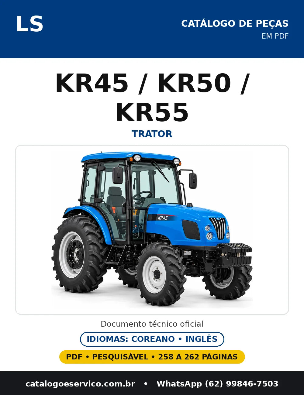 Capa do catálogo de peças KR45 / KR50 / KR55 em PDF
