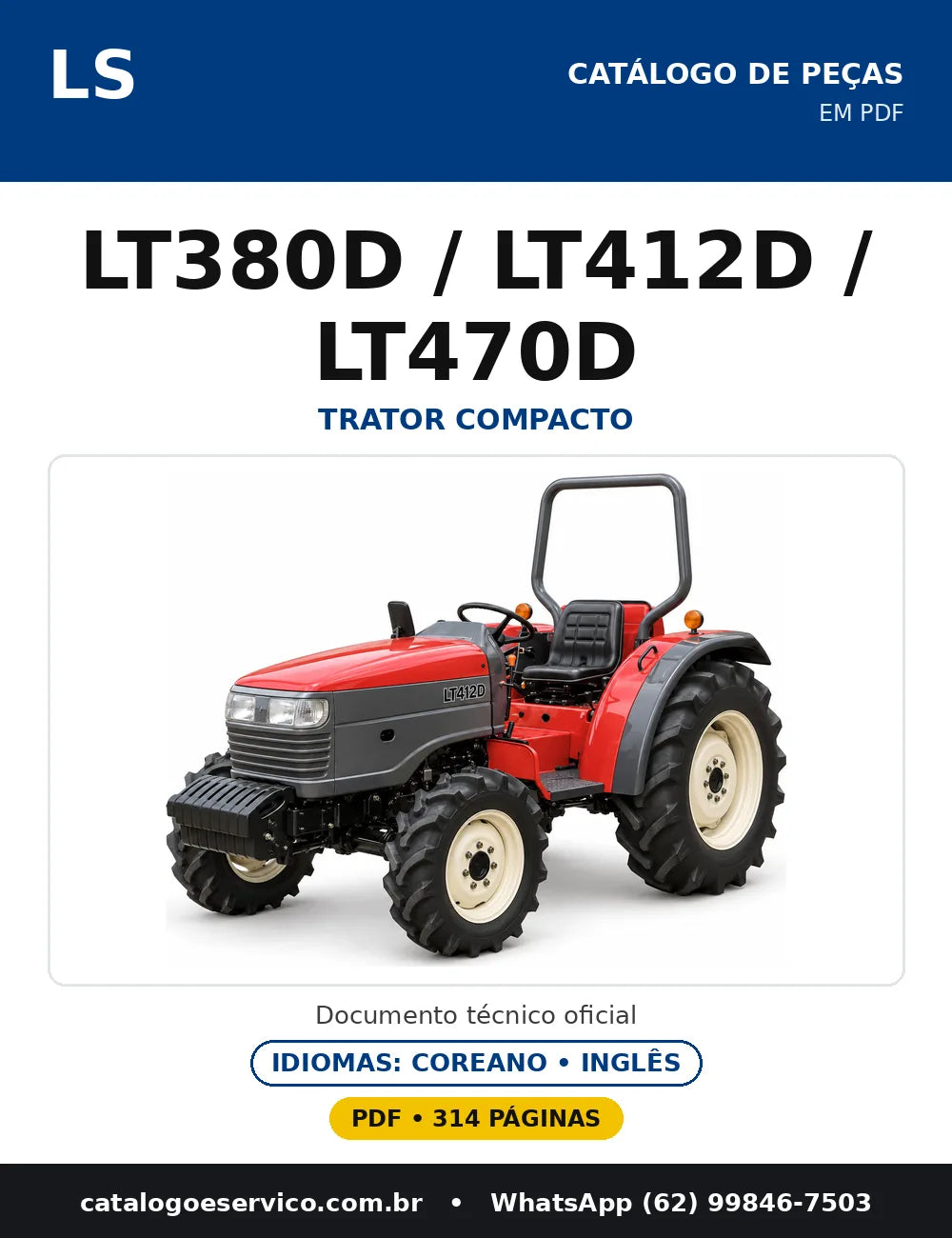 Capa do catálogo de peças LT380D / LT412D / LT470D em PDF