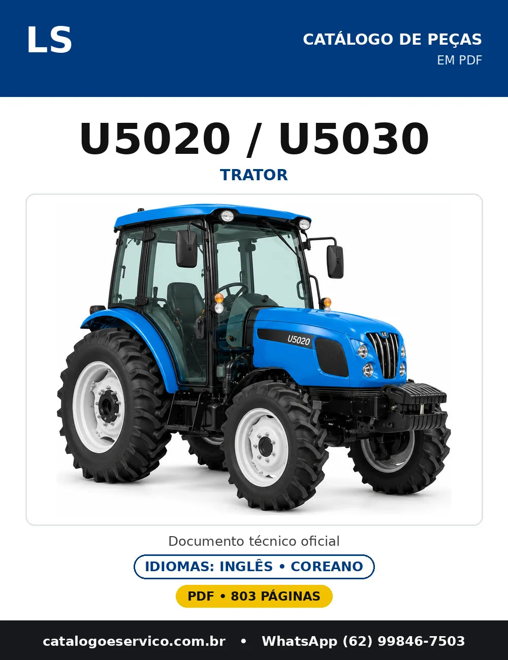 Capa do catálogo de peças U5020 / U5030 em PDF