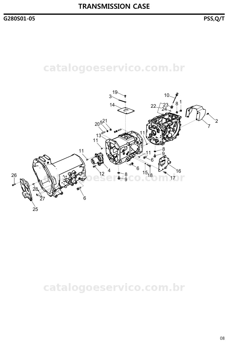 Vista explodida do catálogo de peças U6152 / U6157 / U6162 — exemplo 2