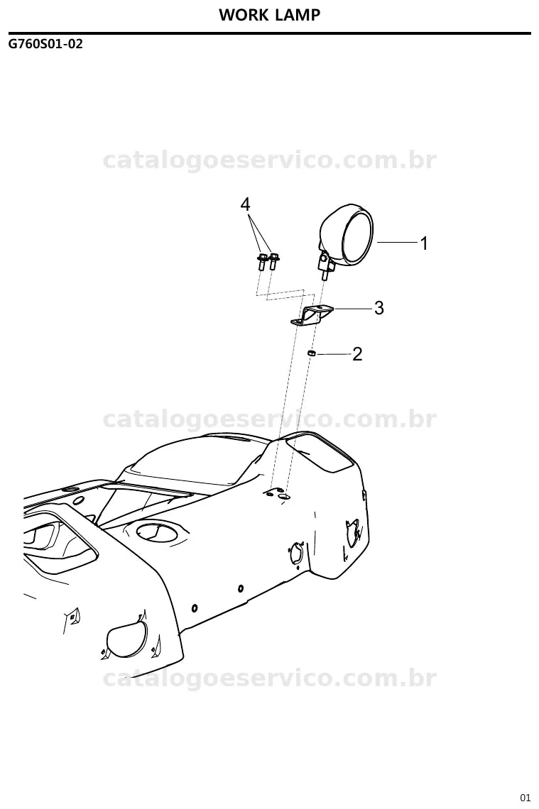 Vista explodida do catálogo de peças XQ1018 — exemplo 4