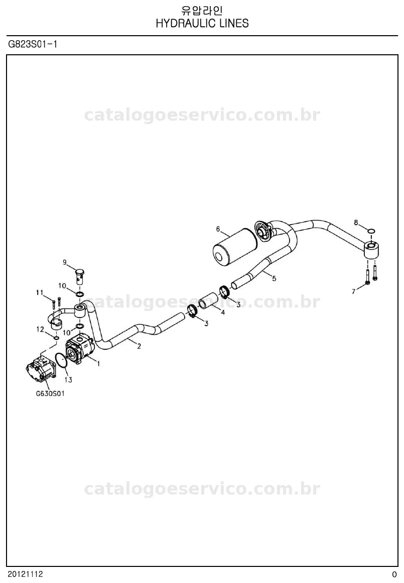 Vista explodida do catálogo de peças XR3032 / XR3037 — exemplo 4