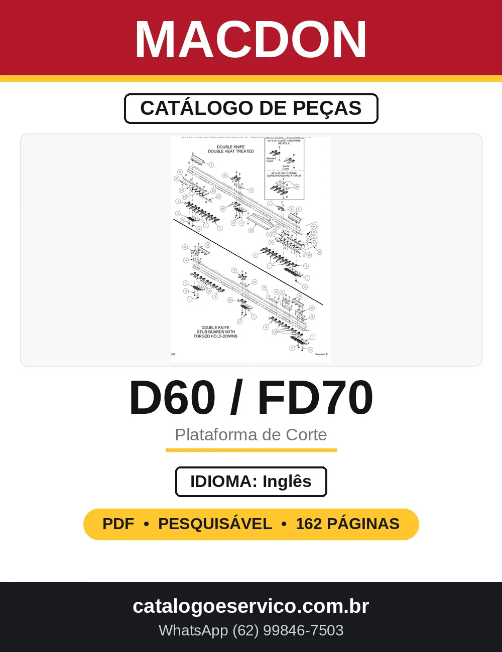 Catálogo de Peças MacDon D50 D60 FD70 em Inglês — capa
