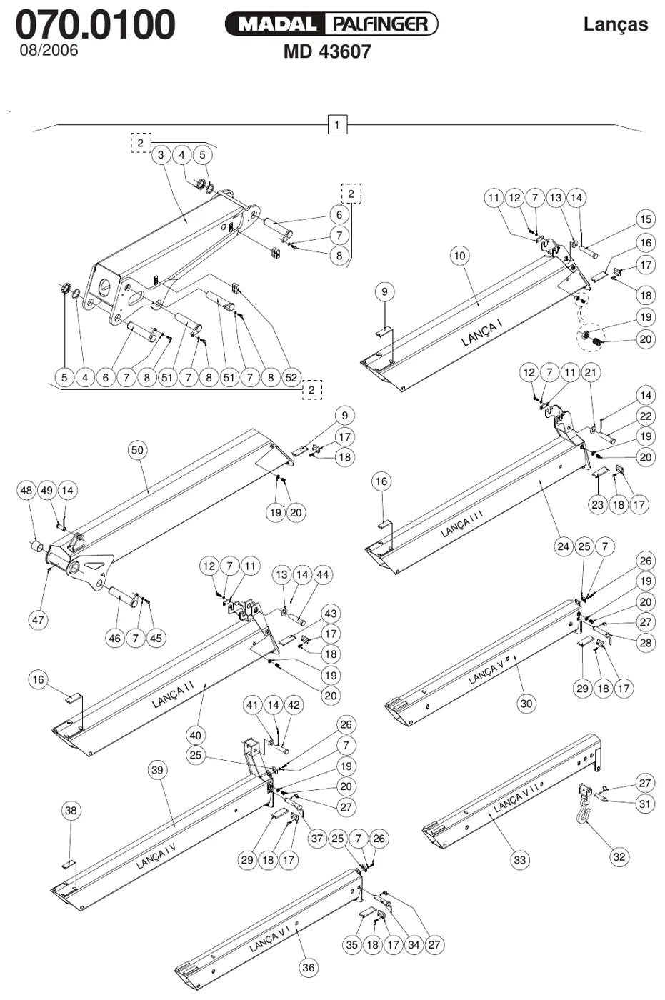 Catálogo de Peças Madal Palfinger MD 43607 e MD 43607S — Guindaste Articulado Munck — página 4 do documento