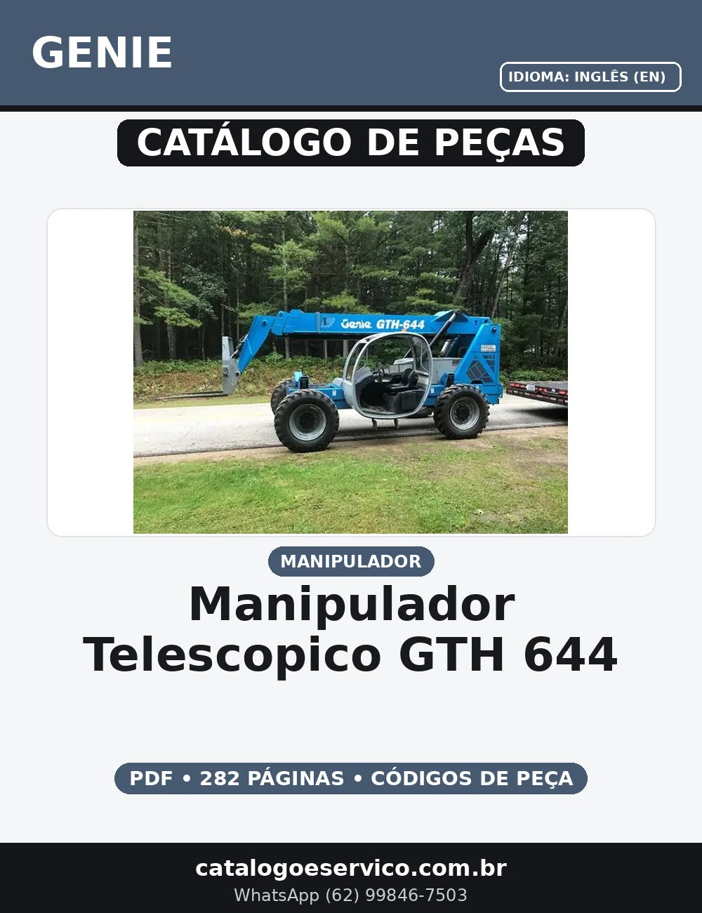CATALOGO DE PEÇAS MANIPULADOR TELESCOPICO GTH-644 GENIE — capa do catálogo de peças