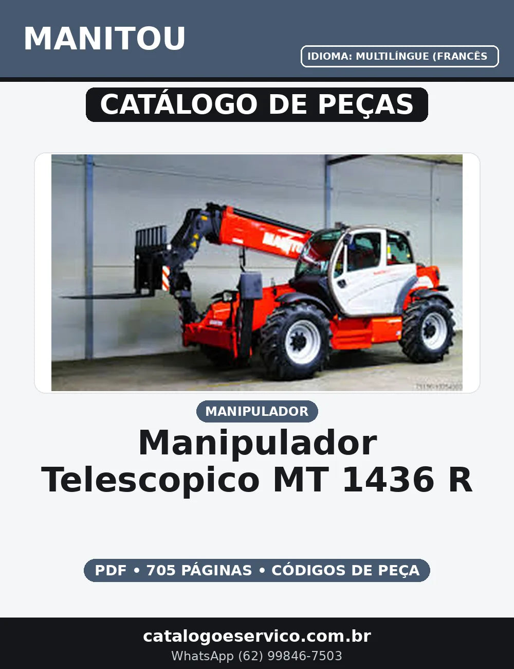 CATALOGO DE PEÇAS MANIPULADOR TELESCOPICO - MT 1436 R PRIVILEGE, MT 1840 R PRIVILEGE MANITOU — capa do catálogo de peças