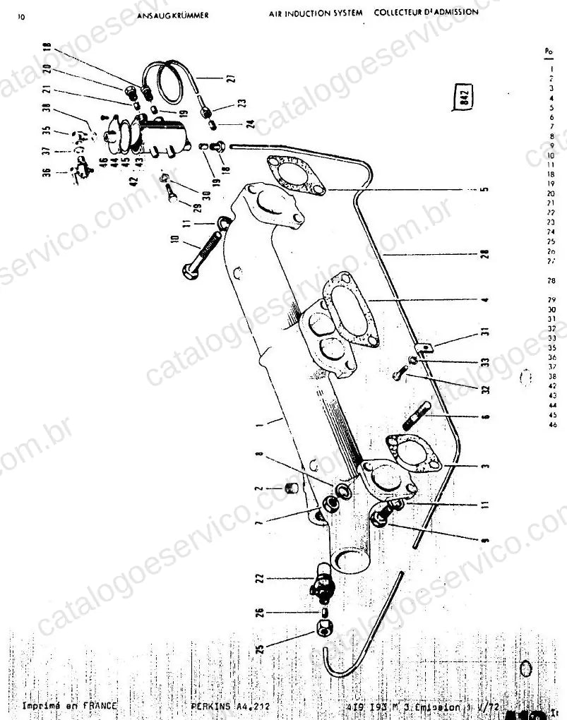 Vista explodida do Catálogo de Peças Massey Ferguson MF 186 — exemplo 2