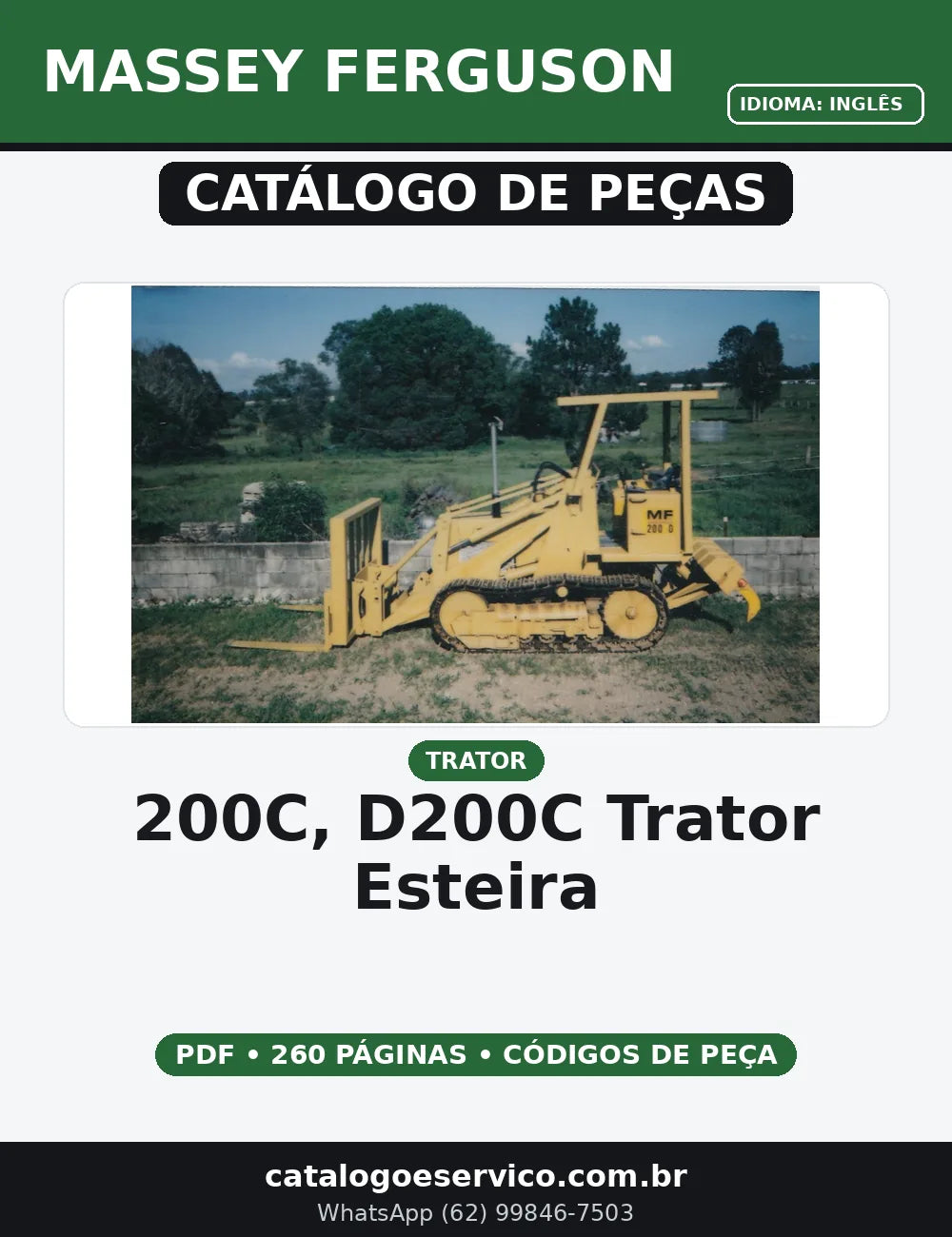 CATALOGO DE PEÇAS MASSEY FERGUSON - 200C, D200C - TRATOR ESTEIRA — capa do catálogo de peças