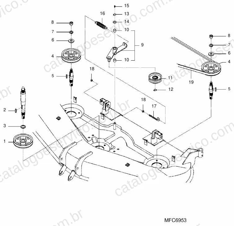 Vista explodida do Catálogo de Peças Massey Ferguson MF 2320 (54") — exemplo 2