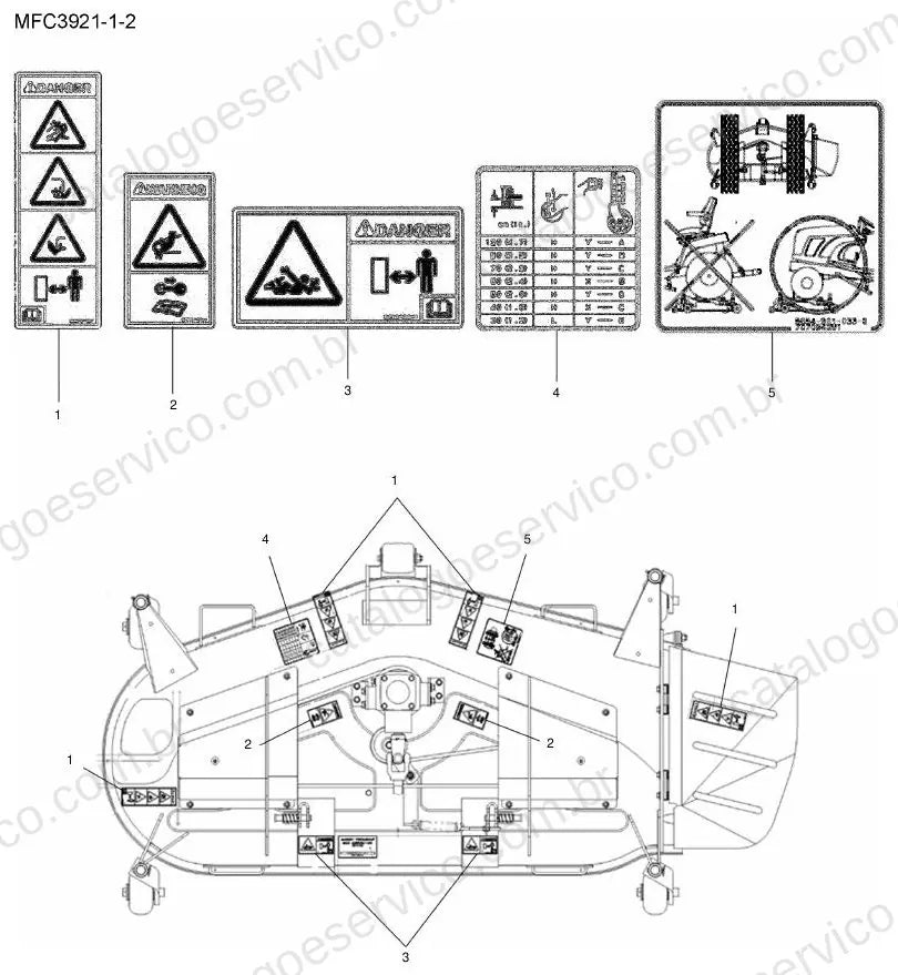Vista explodida do Catálogo de Peças Massey Ferguson MF 2325/2326 (60") — exemplo 1