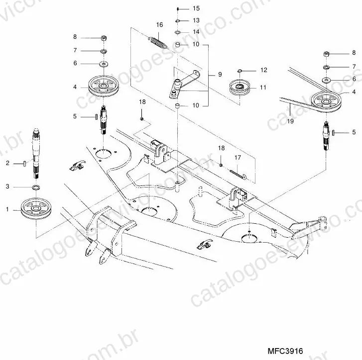 Vista explodida do Catálogo de Peças Massey Ferguson MF 2325/2326 (60") — exemplo 2