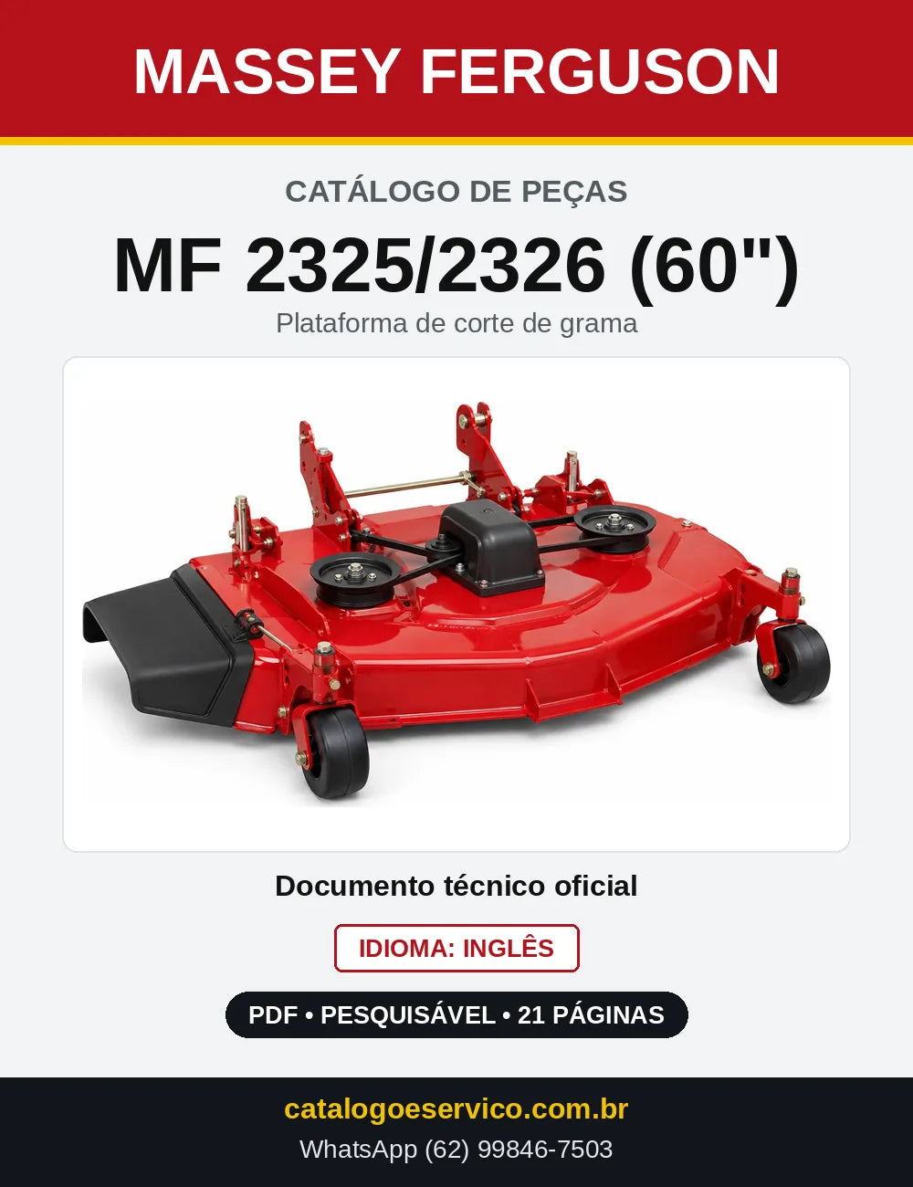 Capa do Catálogo de Peças Massey Ferguson MF 2325/2326 (60") — Plataforma de corte de grama