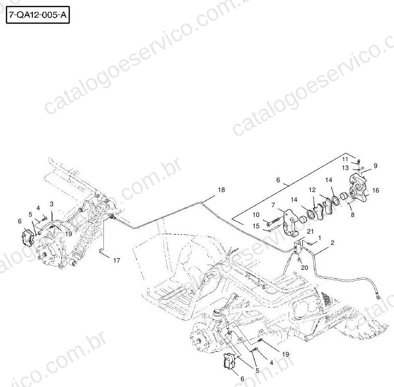 Vista explodida do Catálogo de Peças Massey Ferguson MF 250, 300, 400 e 500 — exemplo 3