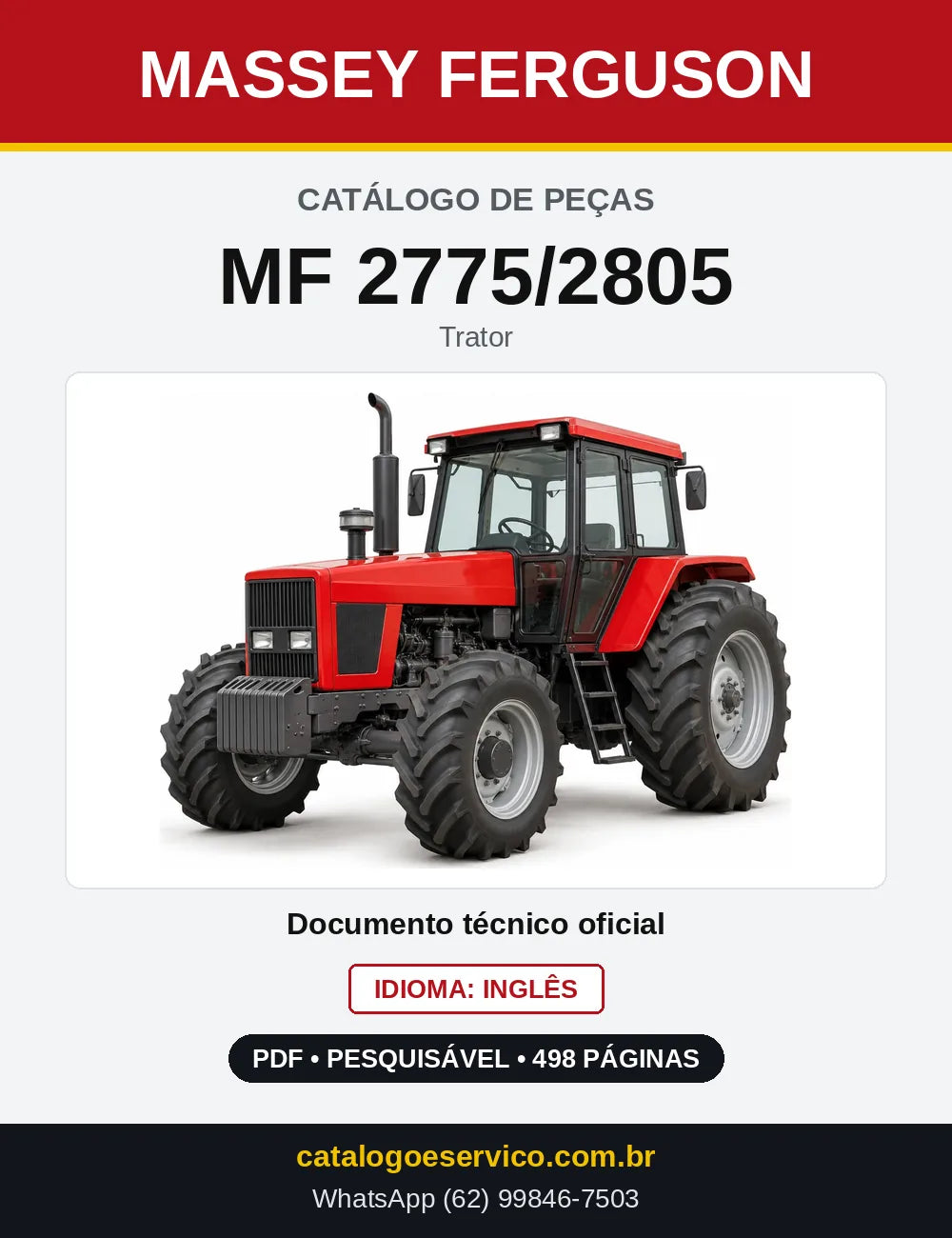 Capa do Catálogo de Peças Massey Ferguson MF 2775/2805 — Trator