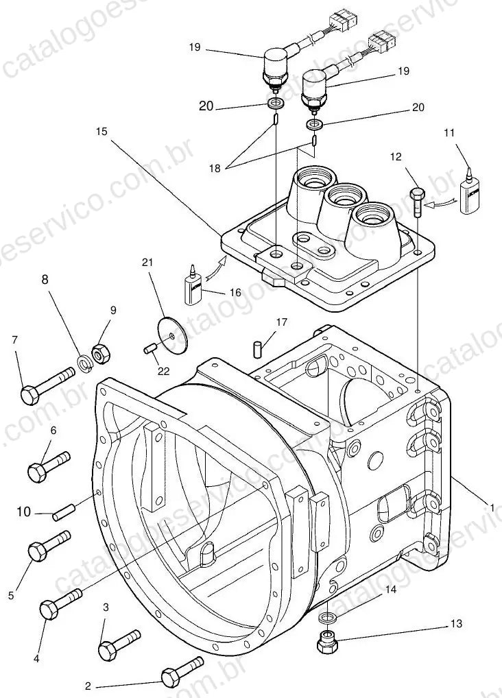 Vista explodida do Catálogo de Peças Massey Ferguson MF 3455 C, CF e CM — exemplo 4