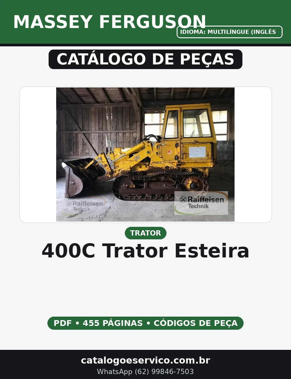 CATALOGO DE PEÇAS MASSEY FERGUSON - 400C - TRATOR ESTEIRA — capa do catálogo de peças