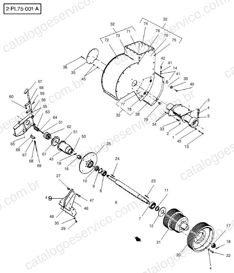 Vista explodida do Catálogo de Peças Massey Ferguson MF 5130/5150/5170 — exemplo 2
