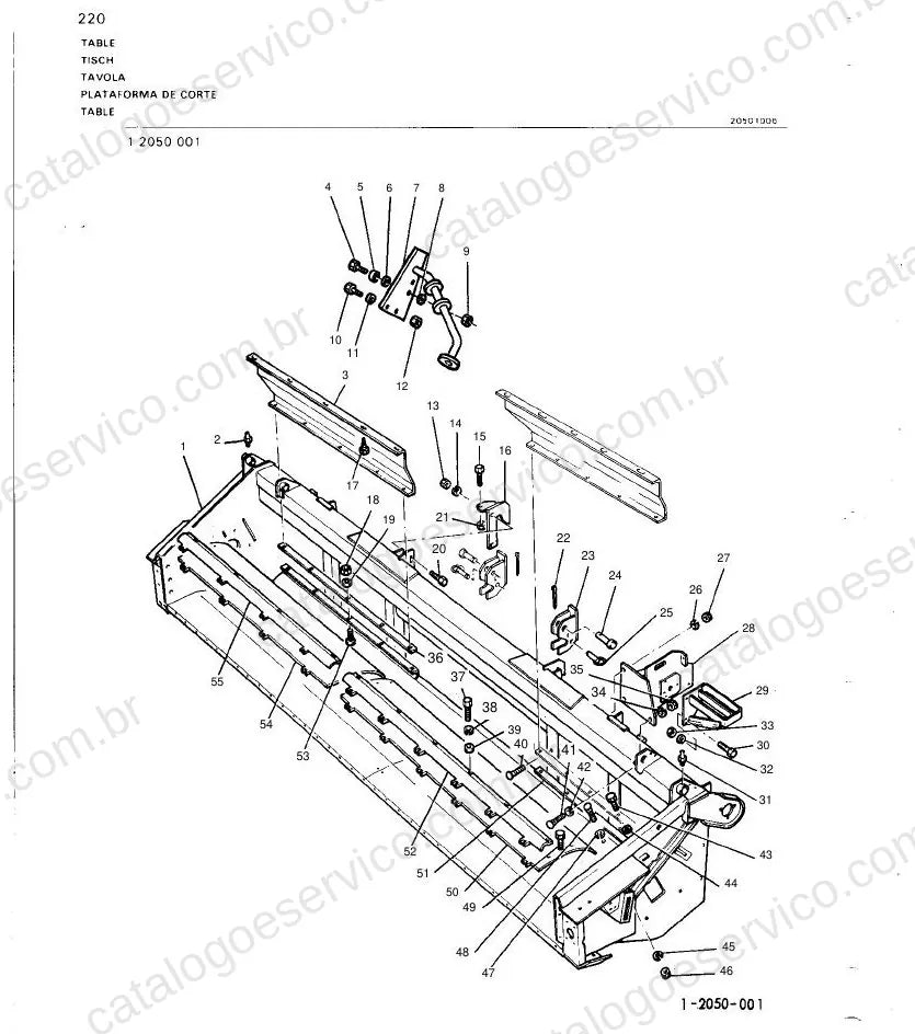 Vista explodida do Catálogo de Peças Massey Ferguson MF 700/800 (suplemento) — exemplo 4