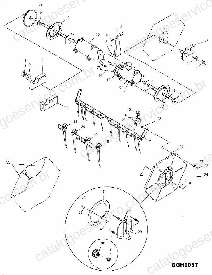 Vista explodida do Catálogo de Peças Massey Ferguson MF 7000/8000 — exemplo 3